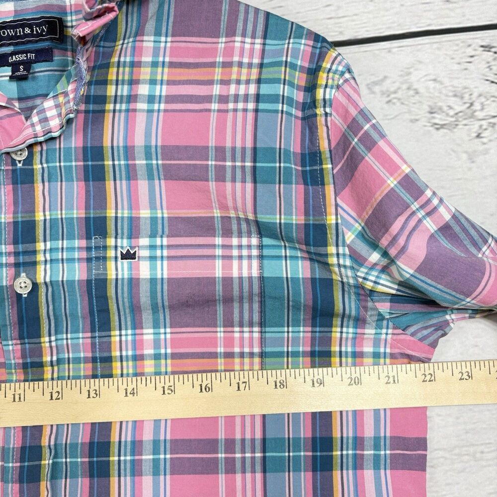 Crown & Ivy Upcycled Re-worked  Ruffle Collar Small Medium Pastel Plaids Pink - Picture 5 of 10